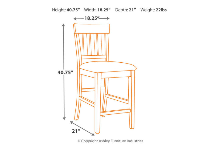 Haddigan Counter Height Bar Stool (Set of 2) (D596-124X2)