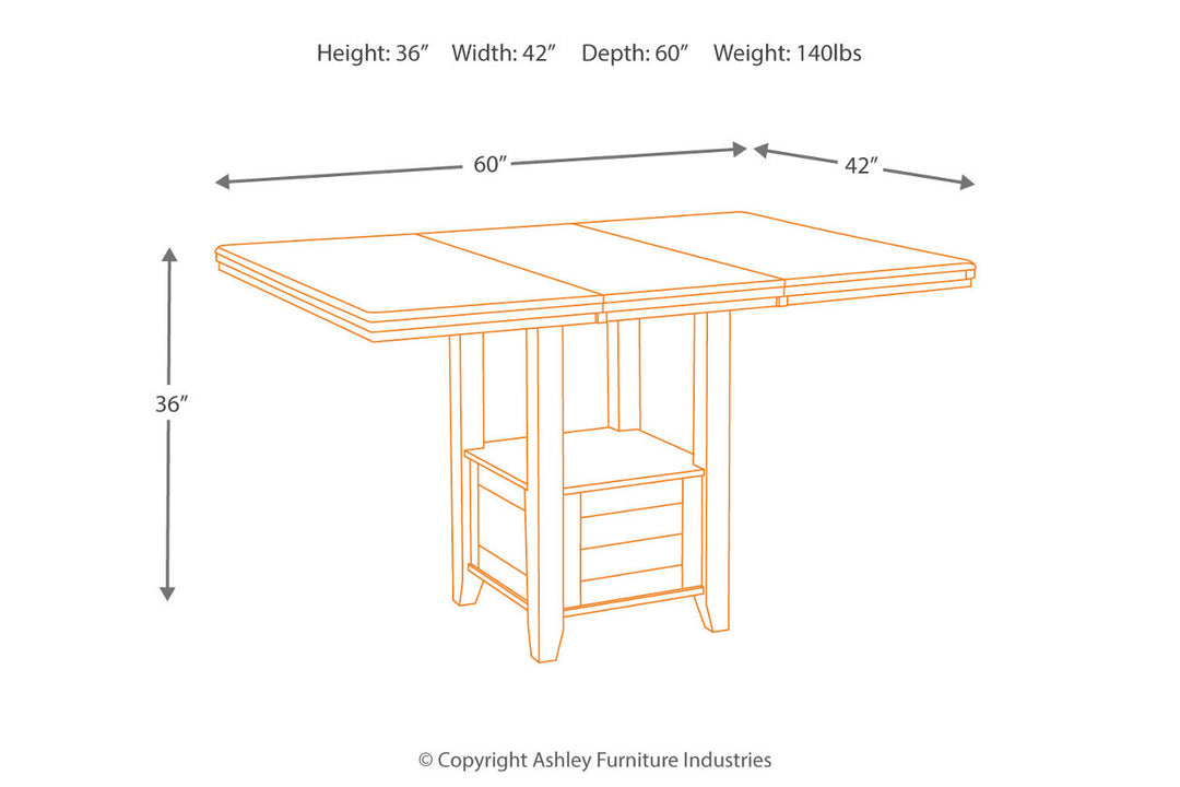 Haddigan Counter Height Dining Extension Table (D596-42)