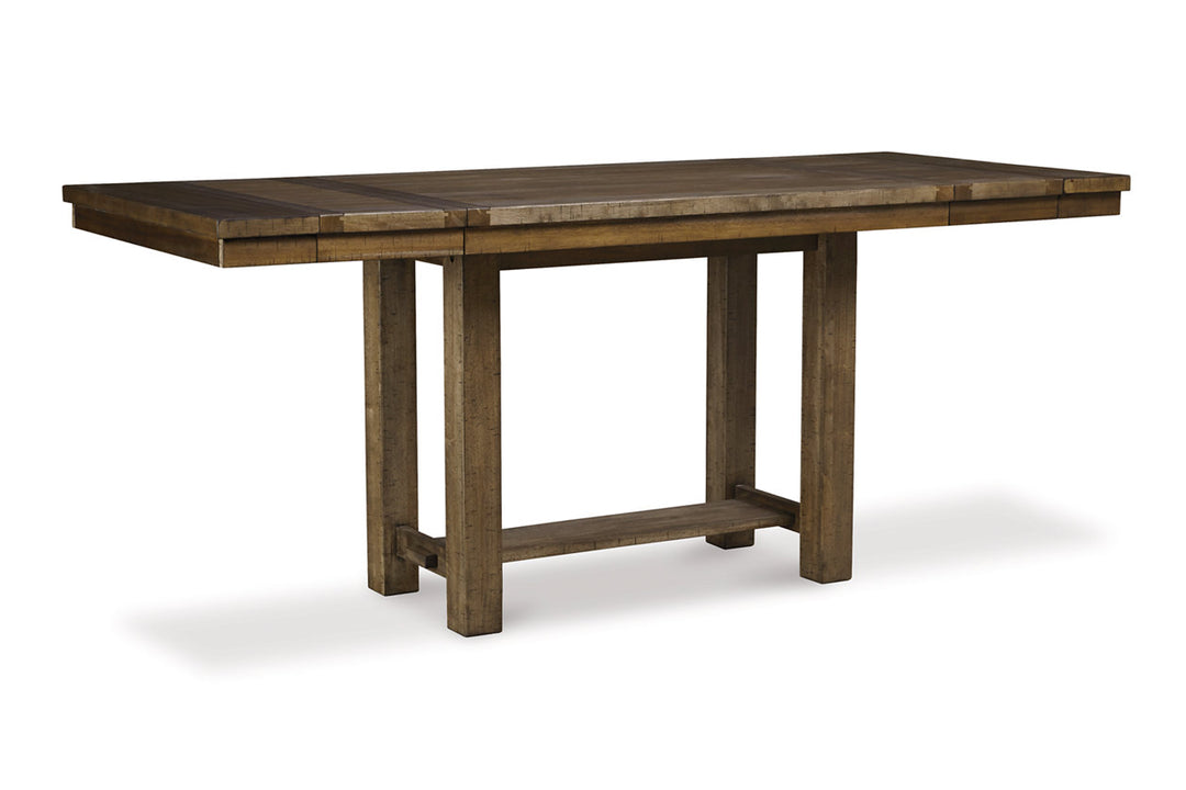 Moriville Counter Height Dining Table with 4 Barstools, Bench, and Server (D631D4)