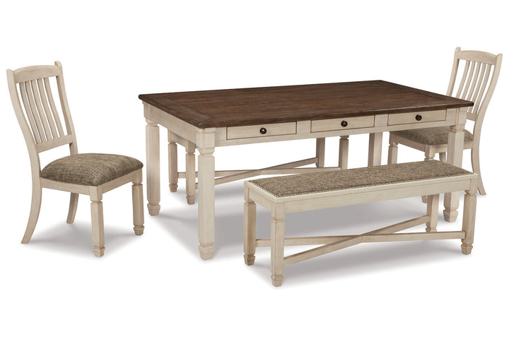 Bolanburg Dining Table with 2 Chairs and 2 Benches (D647D7)