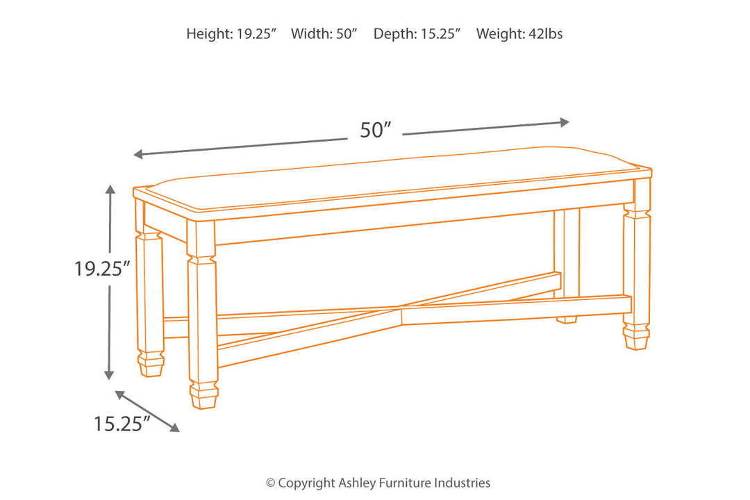 Tyler Creek Dining Bench (D736-00)