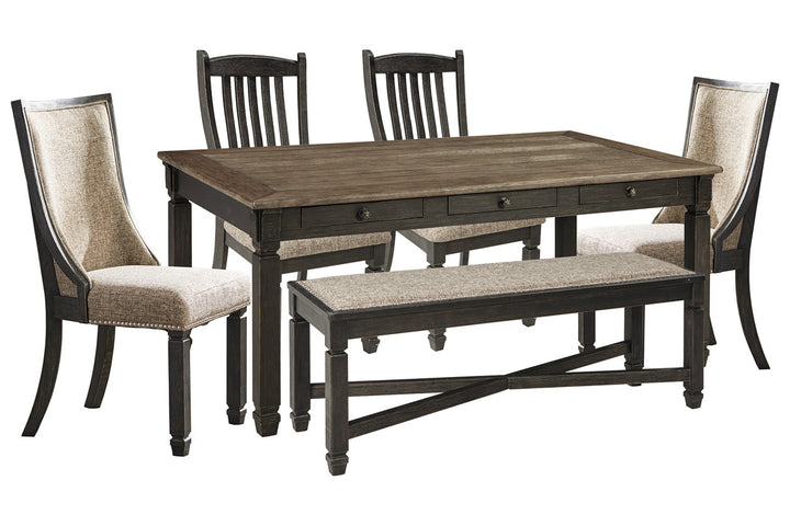 Tyler Creek Dining Table with 4 Chairs and Bench (D736D6)