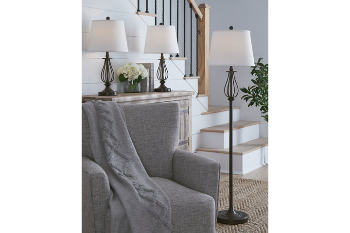 Brycestone Floor Lamp with 2 Table Lamps (L204526)