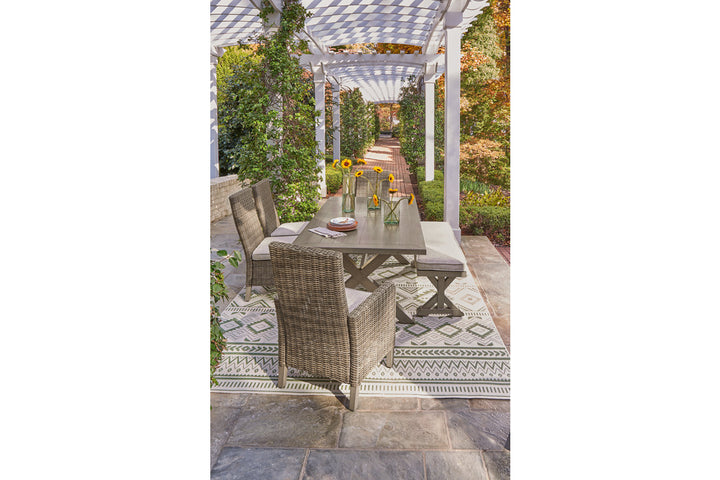 Beachcroft Outdoor Dining Table with 4 Chairs and Bench (P791P4)