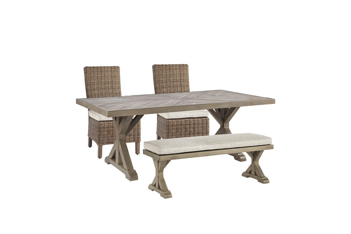 Beachcroft Outdoor Dining Table with 2 Chairs and 2 Benches (P791P3)