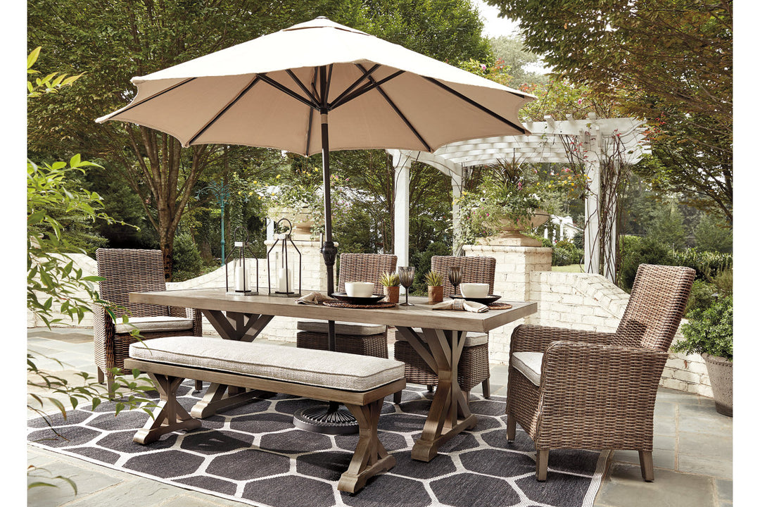 Beachcroft Outdoor Dining Table with 4 Chairs and Bench (P791P4)
