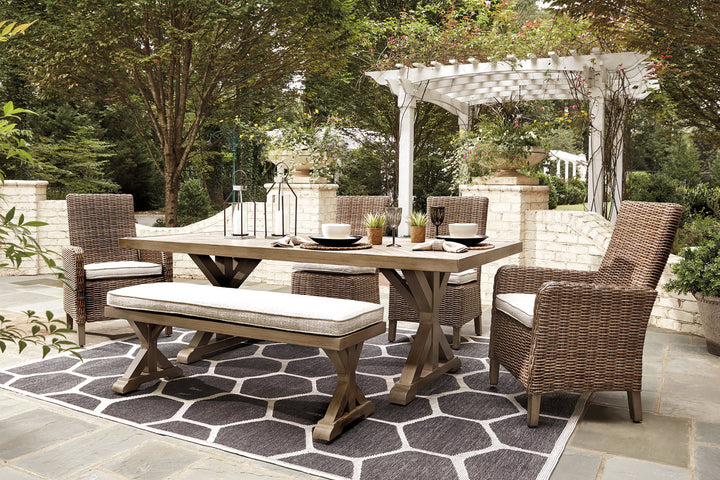 Beachcroft Outdoor Dining Table with 4 Chairs and Bench (P791P4)