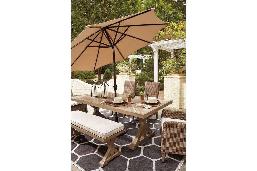 Beachcroft Outdoor Dining Table with 2 Chairs and 2 Benches (P791P3)