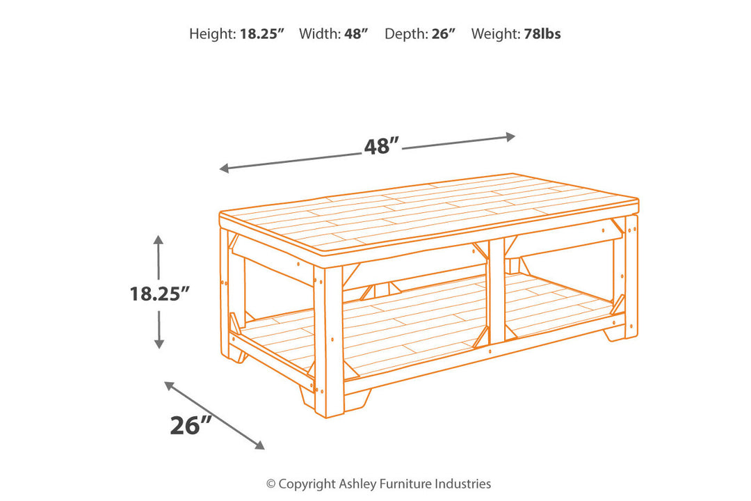 Fregine Coffee Table with Lift Top (T755-9)