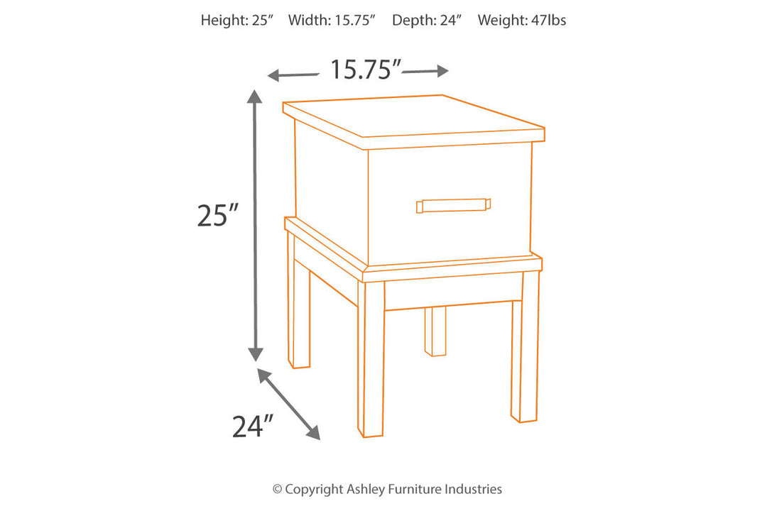 Stanah Chairside End Table with USB Ports & Outlets (T892-7)