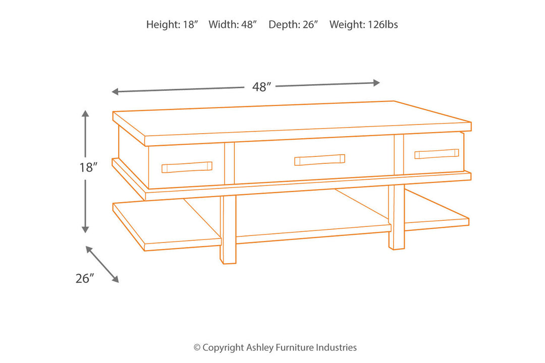 Stanah Coffee Table with Lift Top (T892-9)