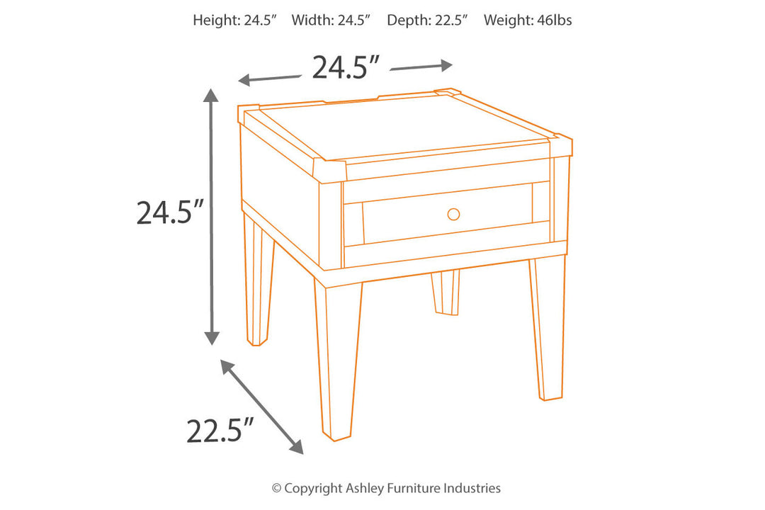 Todoe End Table with USB Ports & Outlets (T901-3)