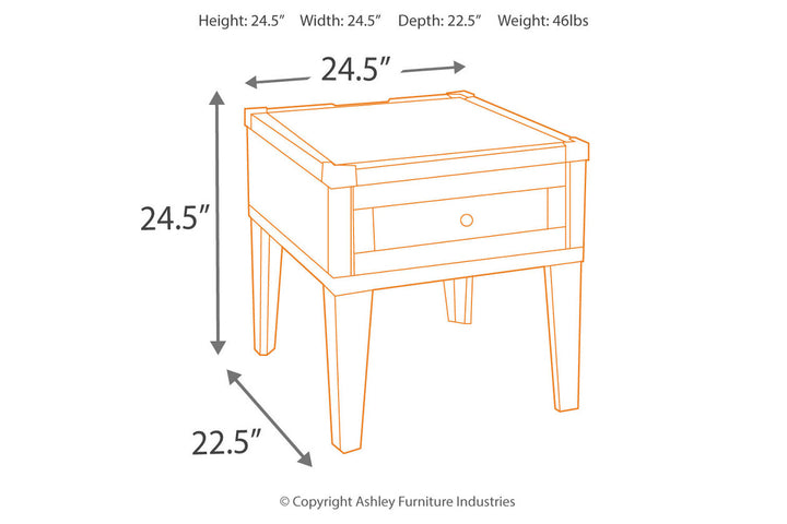 Todoe End Table with USB Ports & Outlets (T901-3)