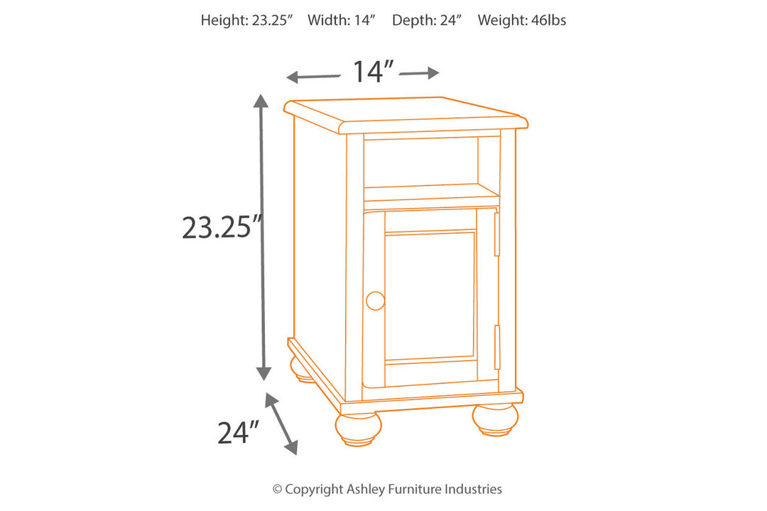 Barilanni Chairside End Table with USB Ports & Outlets (T934-7)