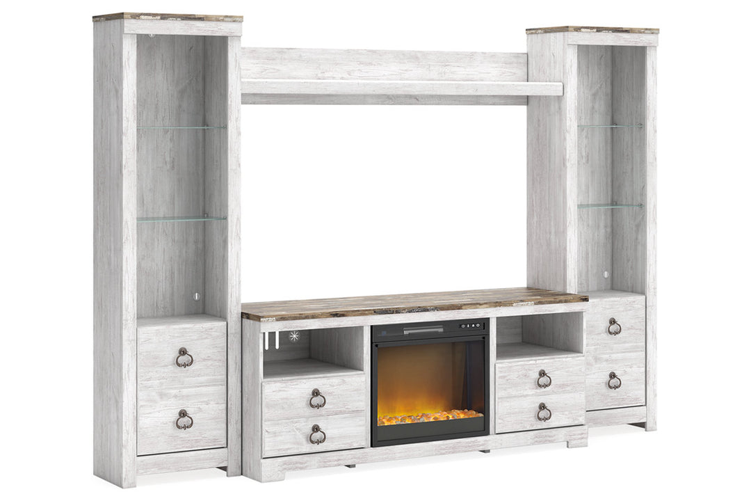 Willowton 4-Piece Entertainment Center with Electric Fireplace (W267W4)