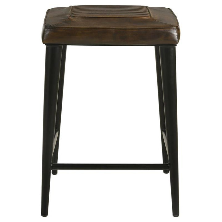 Alvaro Leather Upholstered Backless Counter Height Stool Antique Brown and Black (Set of 2) (109078)