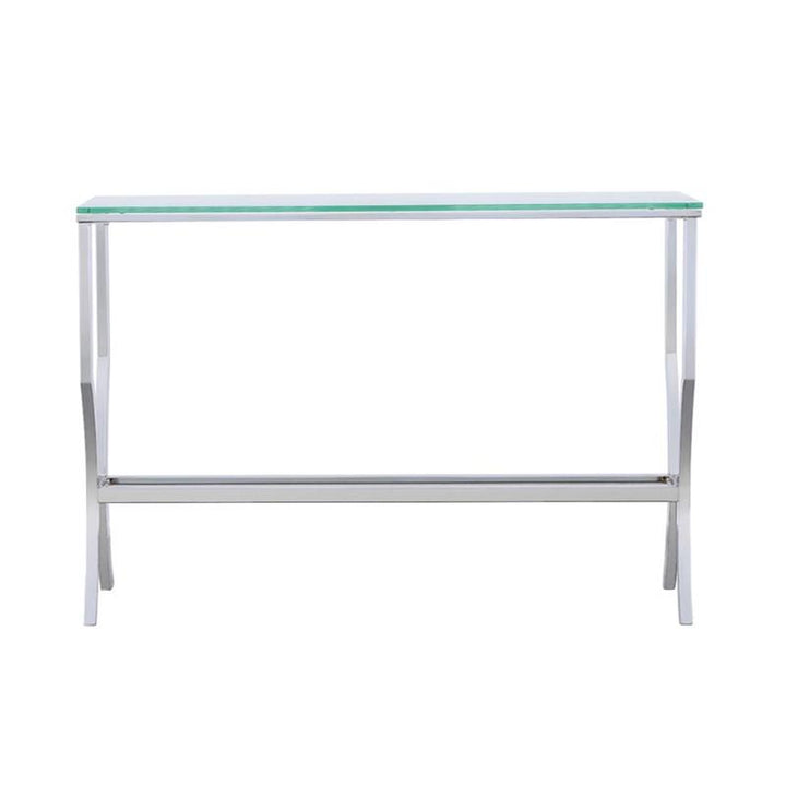 Saide Rectangular Sofa Table with Mirrored Shelf Chrome (720339)