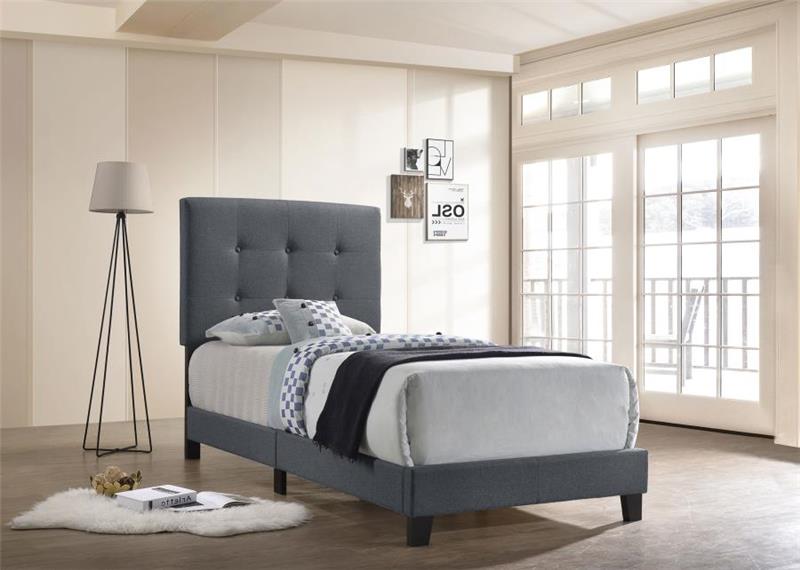 Mapes Tufted Upholstered Twin Bed Grey (305747T)