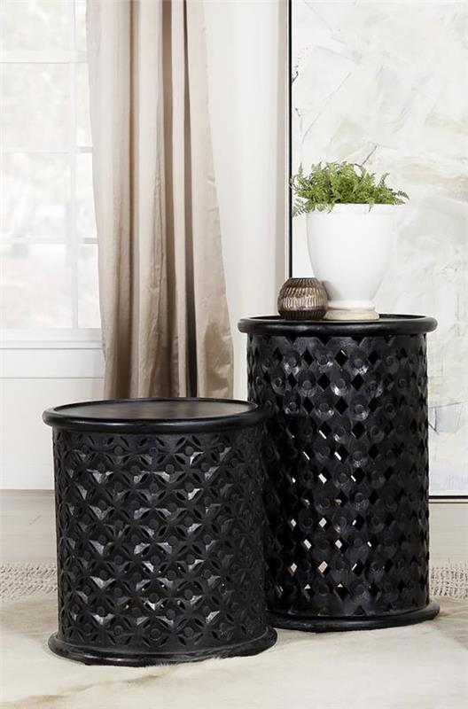 Krish 18-inch Round Accent Table Black Stain (936141)