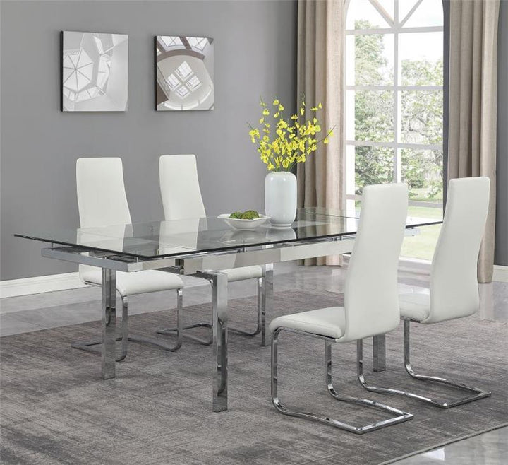 Wexford Glass Top Dining Table with Extension Leaves Chrome (106281)