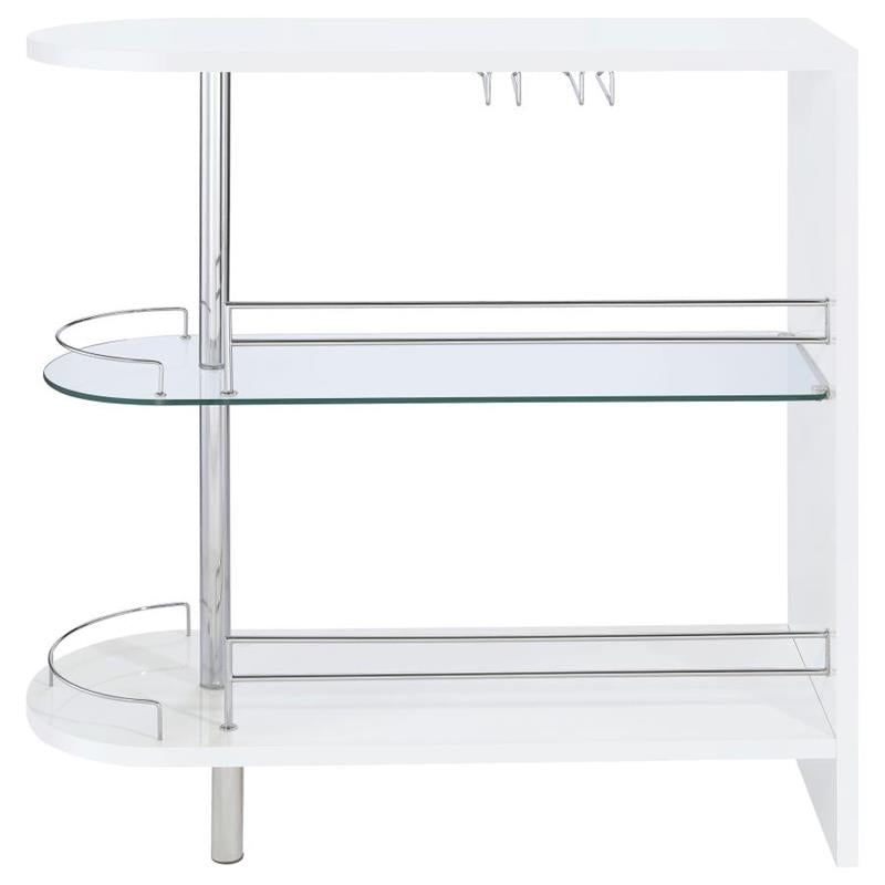 Adolfo 3-tier Bar Table Glossy White and Clear (101064)