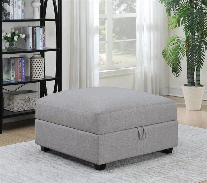 Cambria Upholstered Square Storage Ottoman Grey (551513)