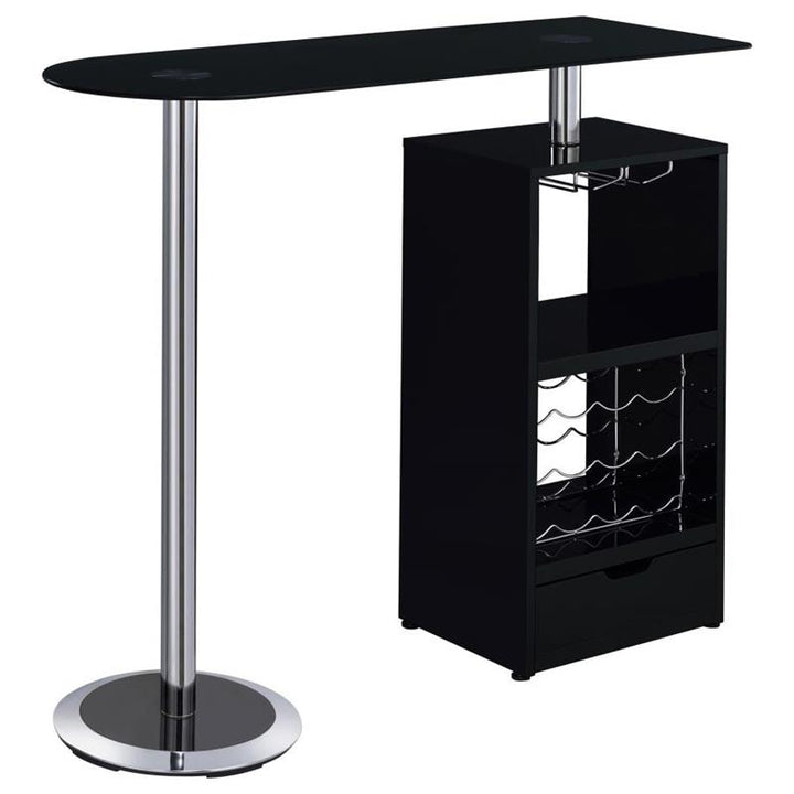 Koufax 1-drawer Bar Table Glossy Black (120451)