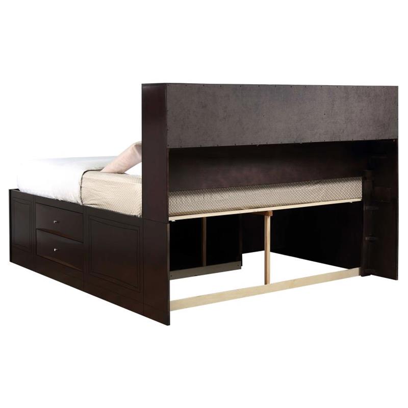 Phoenix Bedroom Set with Bookcase Headboard Deep Cappuccino (200409KW-S4)