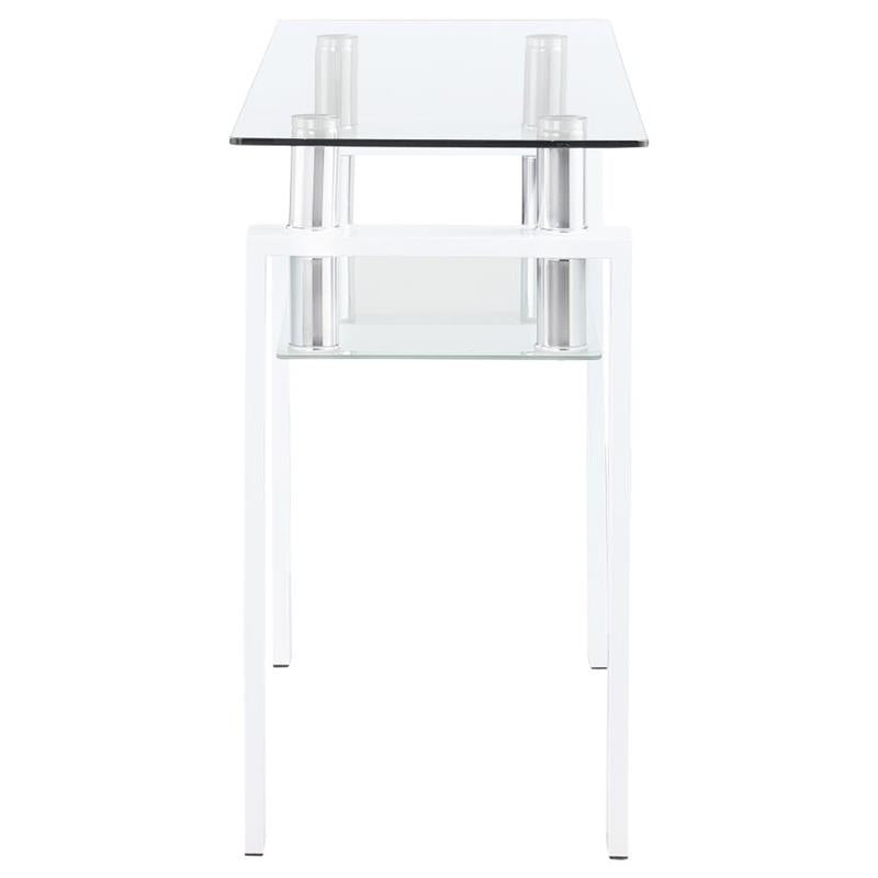 Dyer Rectangular Glass Top Sofa Table With Shelf White (703439)