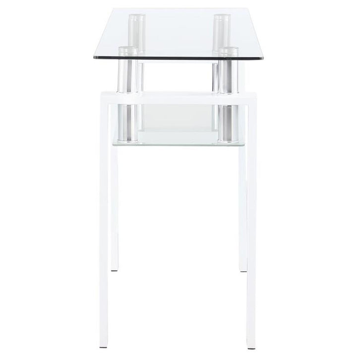 Dyer Rectangular Glass Top Sofa Table With Shelf White (703439)