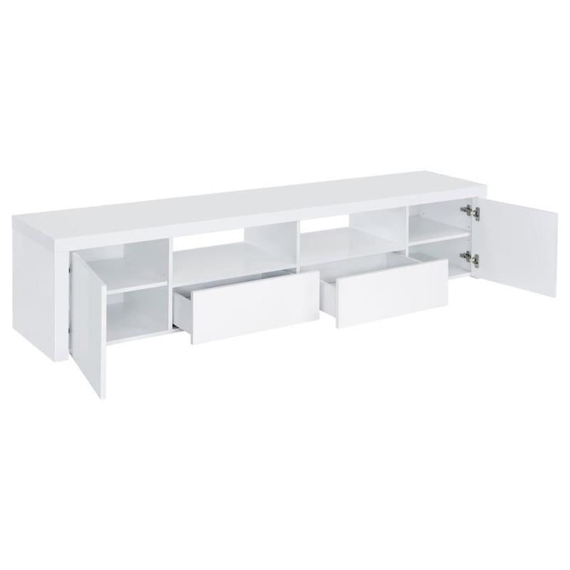 Jude 2-door 79" TV Stand With Drawers White High Gloss (704262)