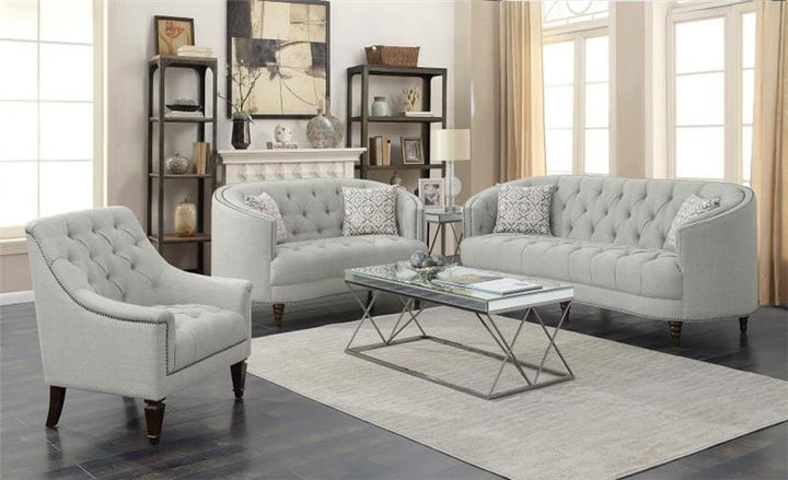 Avonlea Upholstered Tufted Living Room Set Grey (505641-S3)