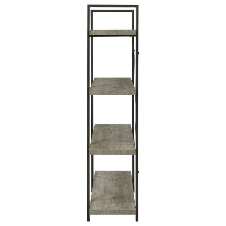 Cole 4-Shelf Bookcase Grey Driftwood and Gunmetal (805816)