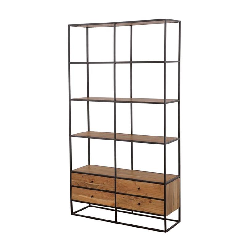 Belcroft 4-drawer Etagere Natural Acacia and Black (980056)