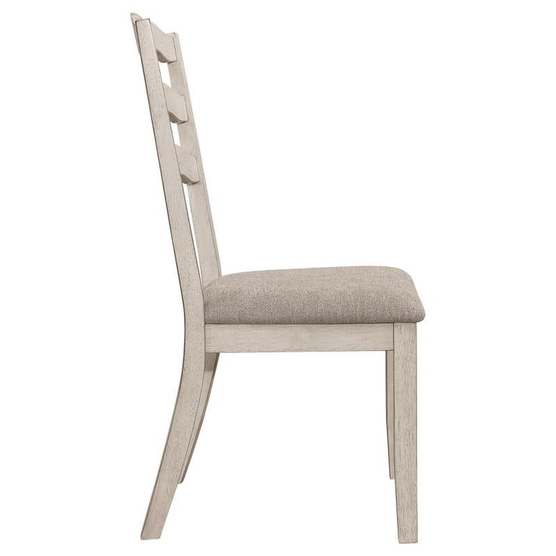 Ronnie Ladder Back Padded Seat Dining Side Chair Khaki and Rustic Cream (Set of 2) (108052)