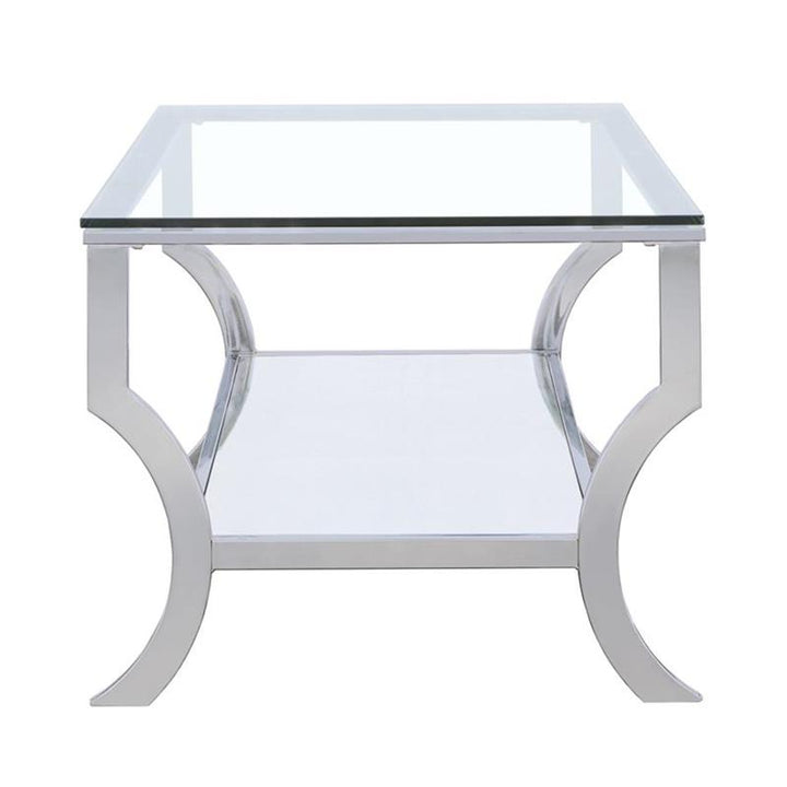 Saide Rectangular Coffee Table with Mirrored Shelf Chrome (720338)