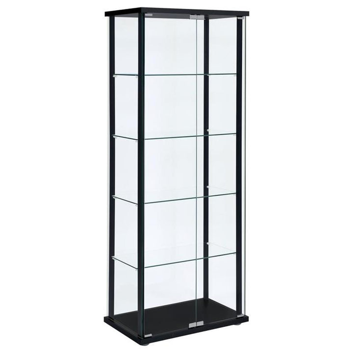 Delphinium 5-shelf Glass Curio Cabinet Black and Clear (950170)