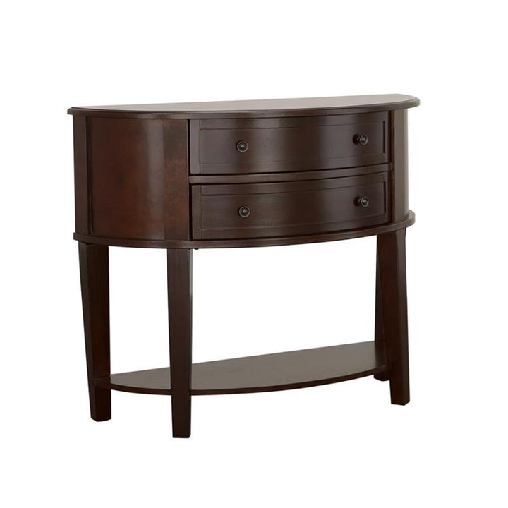 Diane 2-drawer Demilune Shape Console Table Cappuccino (950156)