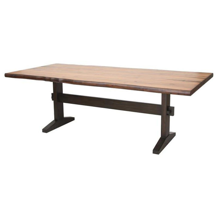 Bexley Live Edge Trestle Dining Table Natural Honey and Espresso (110331)