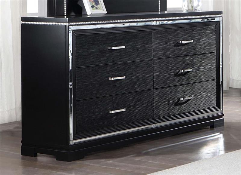 Cappola Rectangular 6-drawer Dresser Silver and Black (223363)