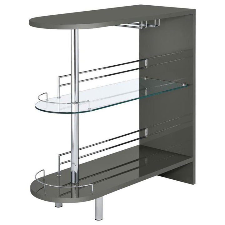 Adolfo 3-tier Bar Table Glossy Grey and Clear (101073)