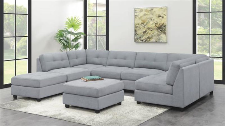 Claude 7-piece Upholstered Modular Tufted Sectional Dove (551004-SETA)