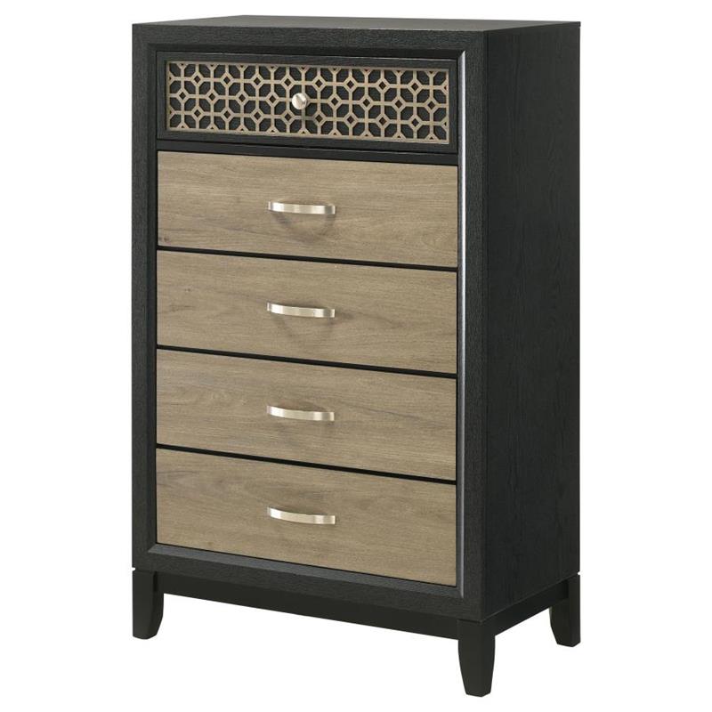 Valencia 5-drawer Chest Light Brown and Black (223045)