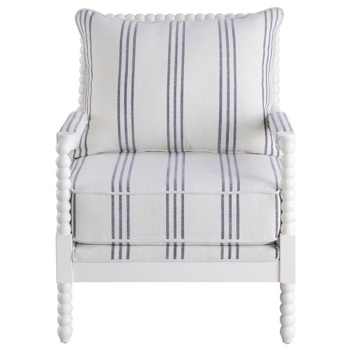 Blanchett Upholstered Accent Chair with Spindle Accent White and Navy (903835)