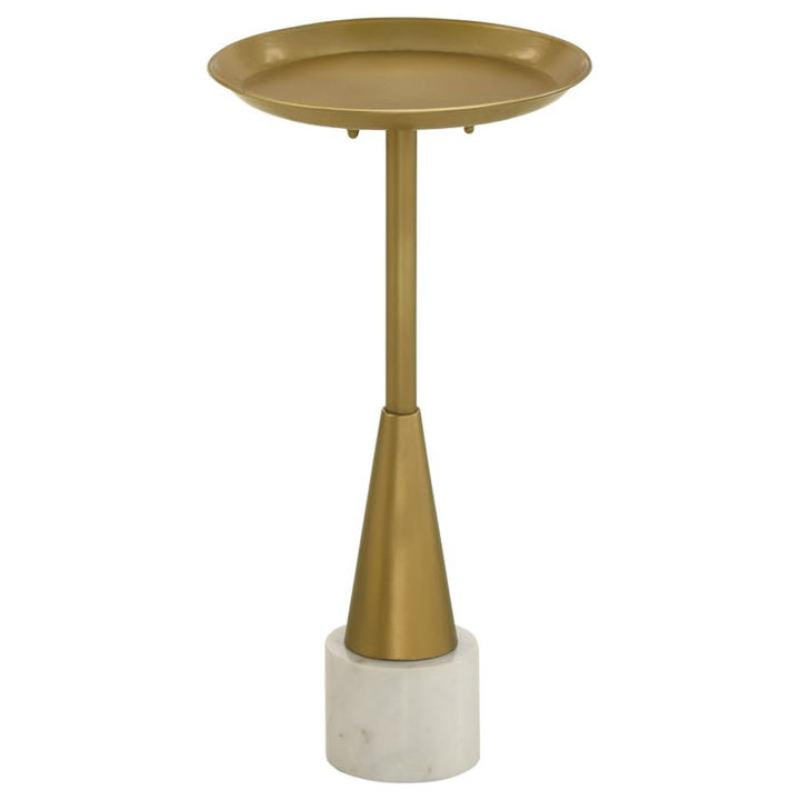 Alpine Round Metal Side Table White and Gold (936094)