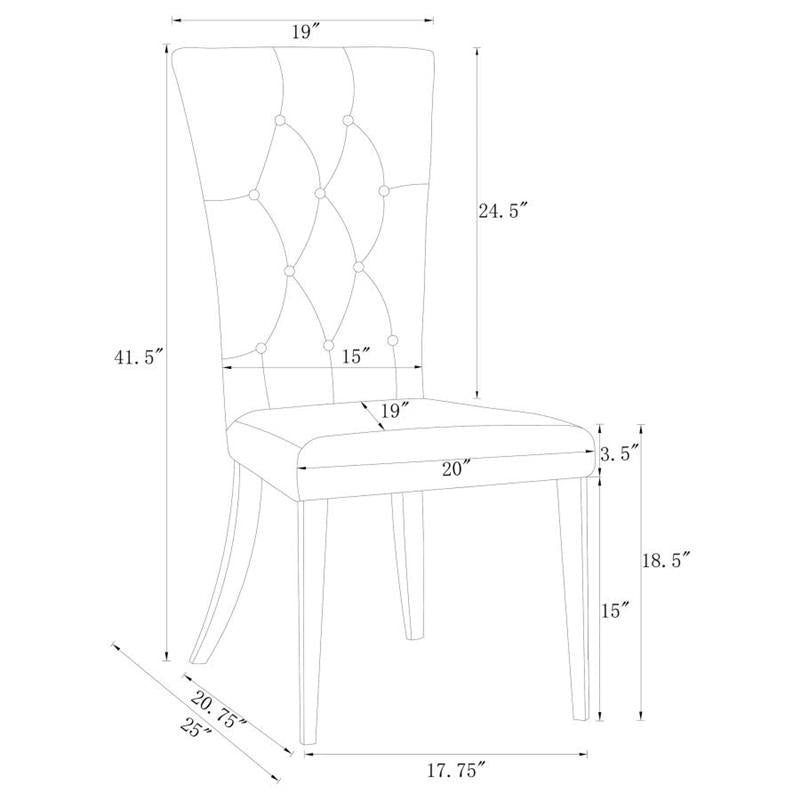 Kerwin Tufted Upholstered Side Chair (Set of 2) White and Chrome (111102)