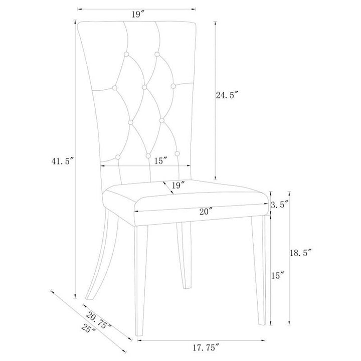 Kerwin Tufted Upholstered Side Chair (Set of 2) White and Chrome (111102)