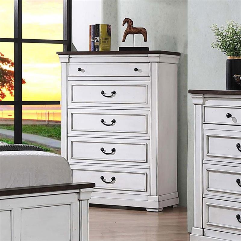 Hillcrest 5-drawer Chest Dark Rum and White (223355)