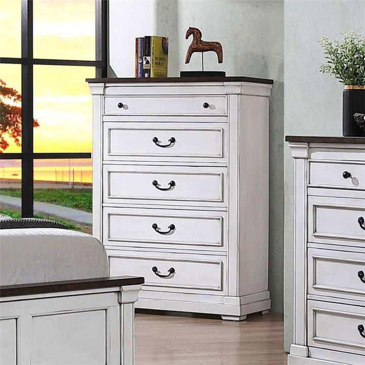 Hillcrest 5-drawer Chest Dark Rum and White (223355)