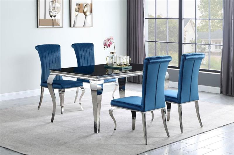 Betty Upholstered Side Chairs Teal and Chrome (Set of 4) (105076)